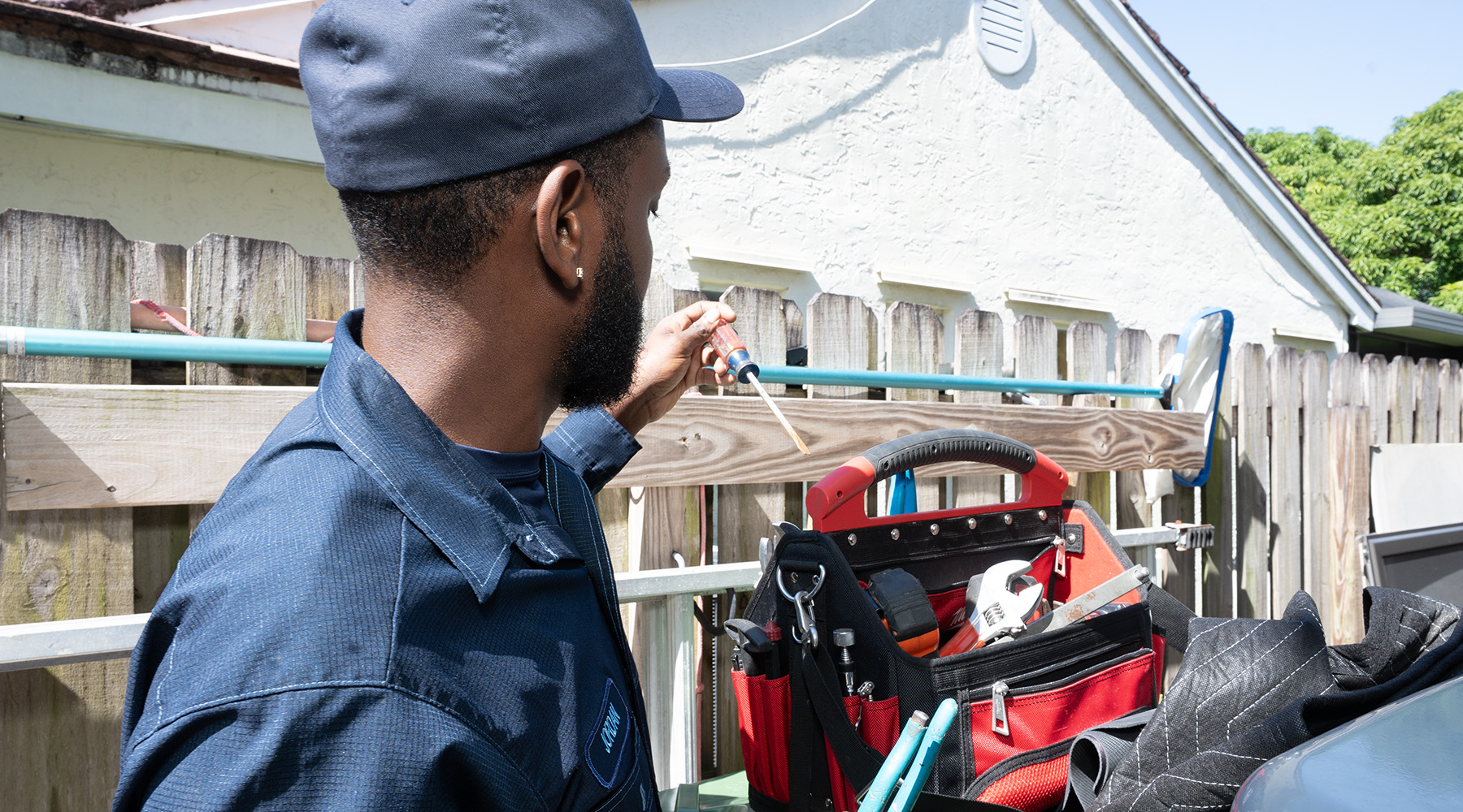 Close-up of plumbing tools used by a professional plumber.