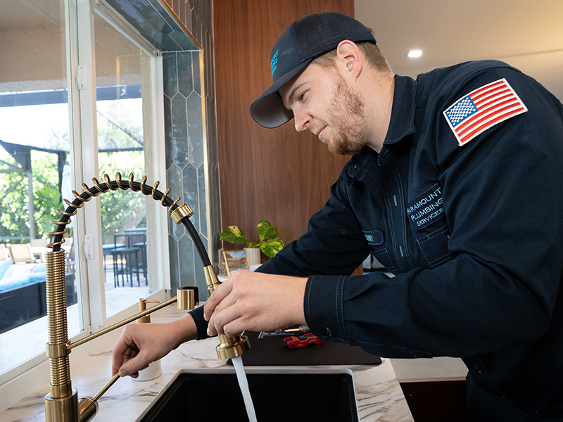 plumber repairing kitchen pipes